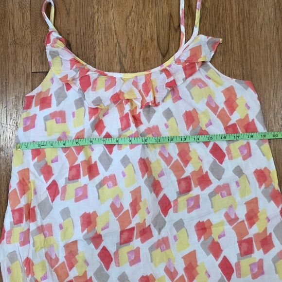 Old Navy Cotton/linen Blend Geometric Pink and Yellow Sundress w/Ruffles. L - Picture 7 of 8